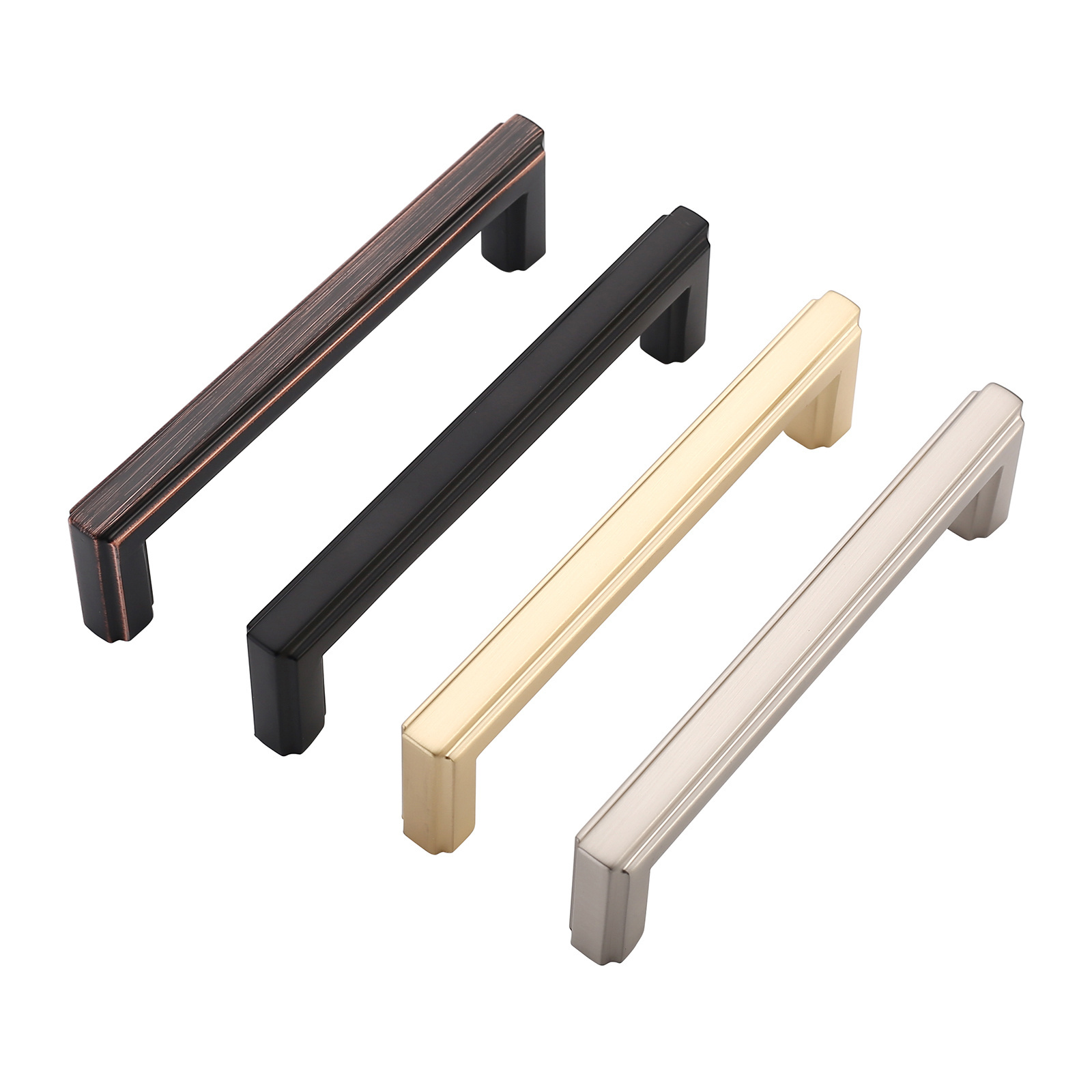 Zinc Alloy Square Cabinet Drawer Knob and Handles Brushed Satin Nickel Furniture Hardware T Bar Pull 3946