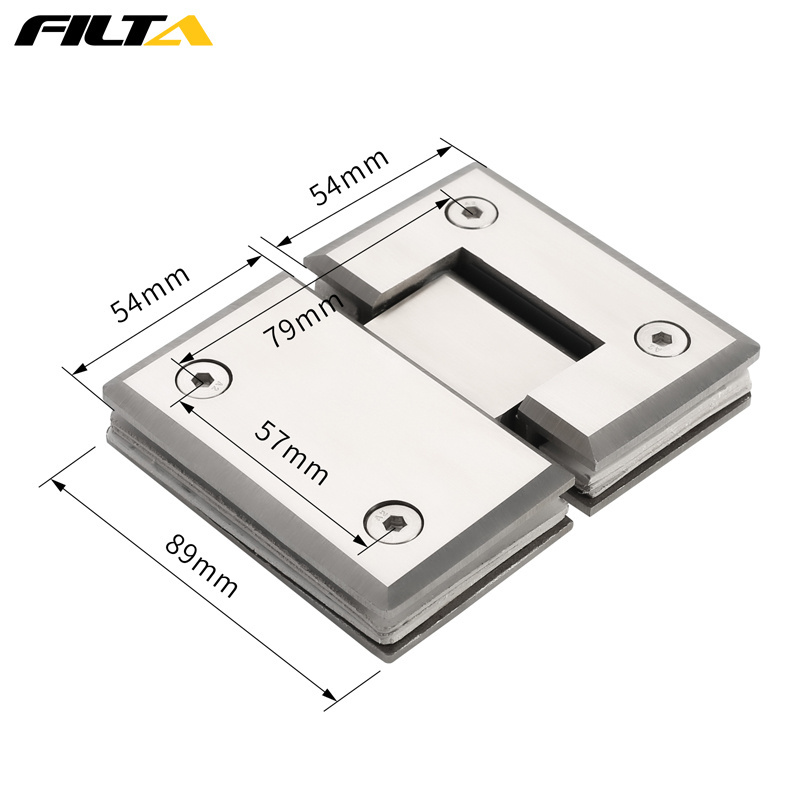 Filta 180 Degree Stainless Steel Bathroom Glass Hinge To Glass Circular Corner Pivot Clamp Shower Hinge