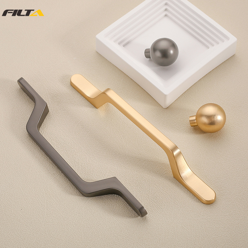 Zinc Alloy Brushed Gold Furniture Handle Solid Cabinet Bridge Pulls Drawer Knobs Kitchen Door Cupboard Handle Pulls 3286