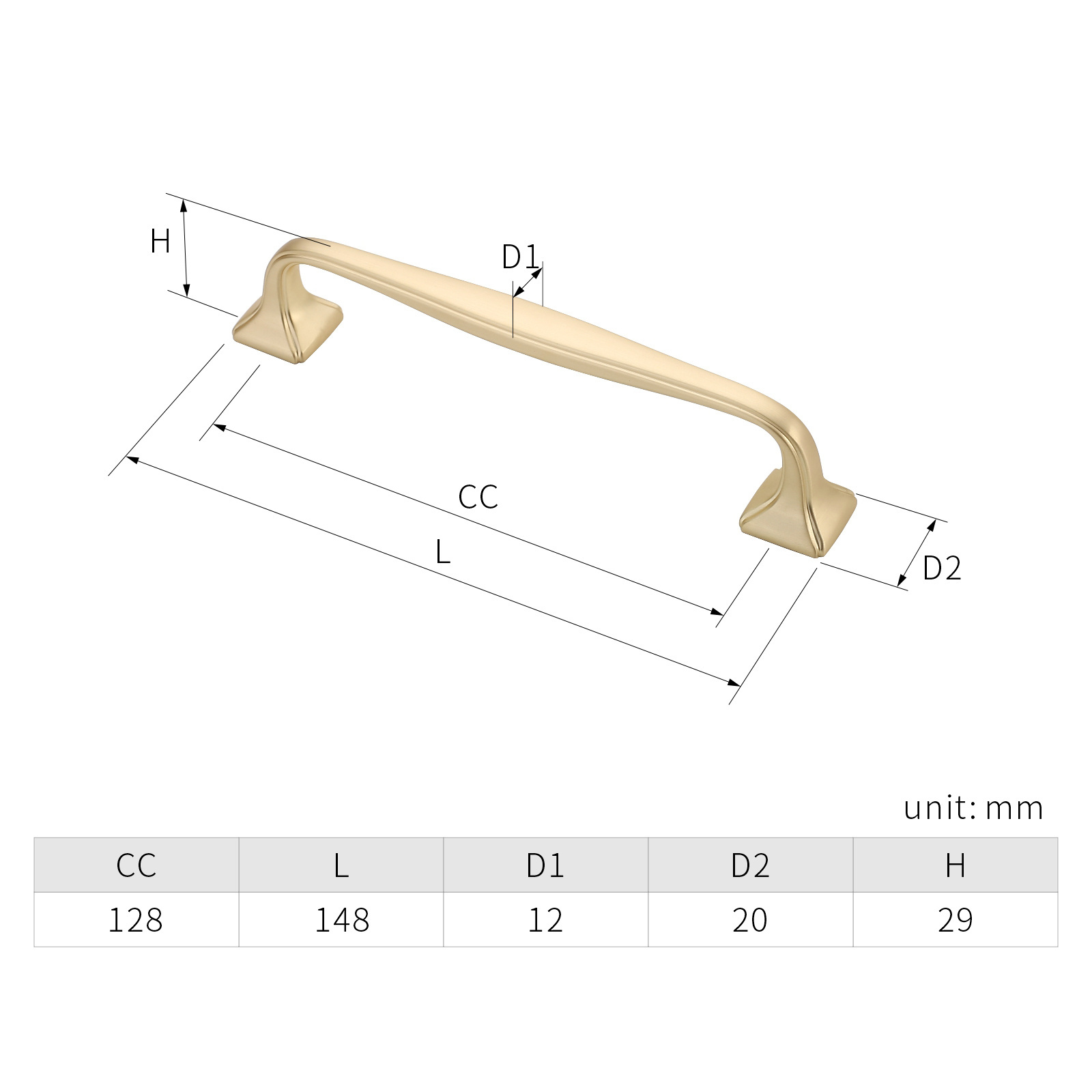 Modern Gold Kitchen Cabinet Handle Pulls 5 inch Kitchen Drawer Handles Zinc Alloy Dresser Drawer Handles 3947