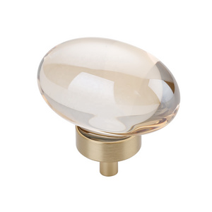 Oval Brass Crystal Knobs Gold Kitchen Cabinet Knobs Egg Shape Handle Pull Knob for Dresser Drawers 1941