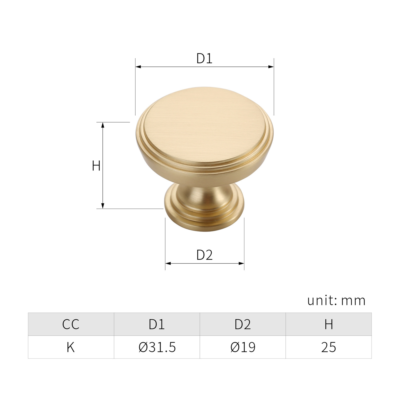 Customized solid zinc alloy knobs cabinet drawer brushed brass furniture kitchen round cupboard knob 1011