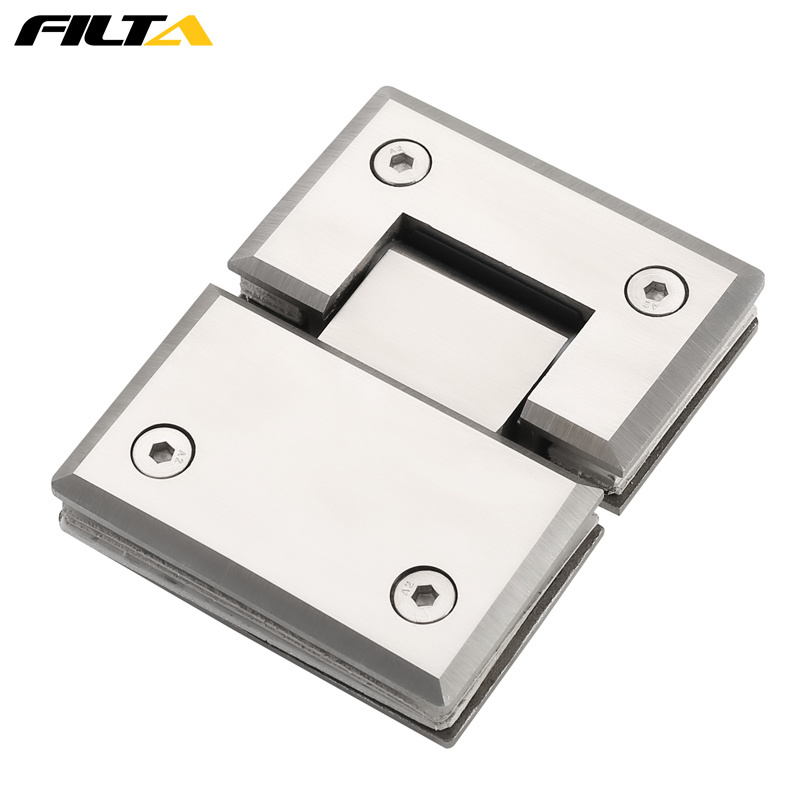 Filta 180 Degree Stainless Steel Bathroom Glass Hinge To Glass Circular Corner Pivot Clamp Shower Hinge