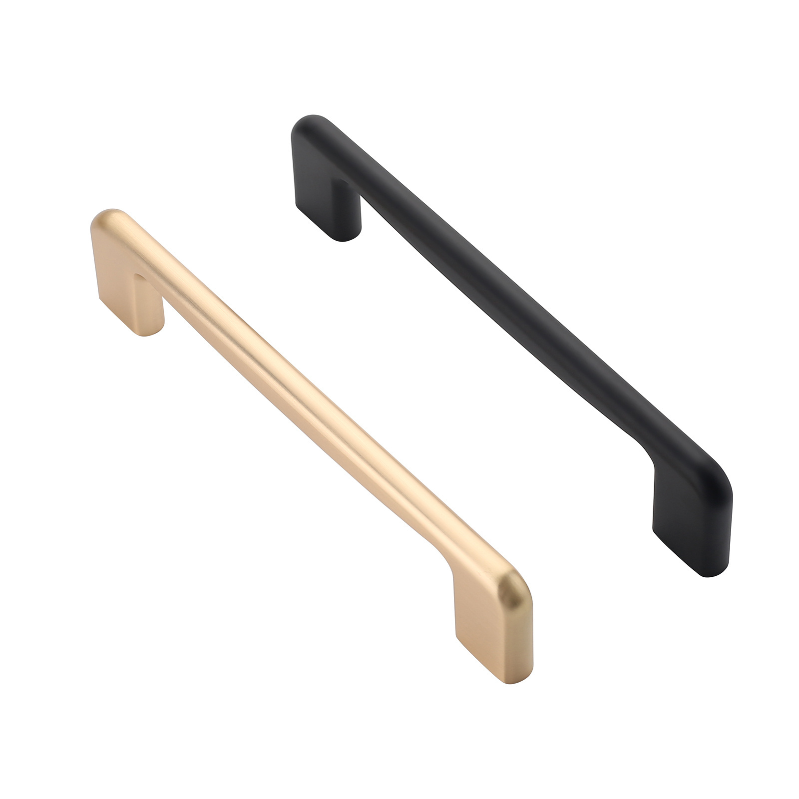 5 Inch Brushed Brass Cabinet Handles Kitchen Cabinet Hardware Furniture Drawer Black Round Edge Cabinet Pulls