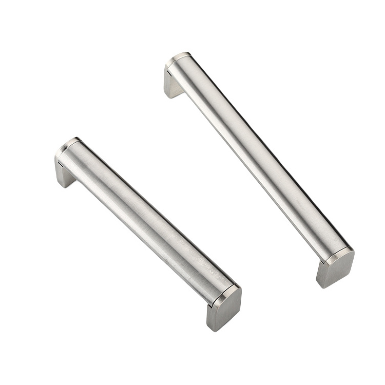 Zinc feet Stainless Steel tube 128 BSN Brushed Nickel Modern Cabinet Hardware Handle Pull 5