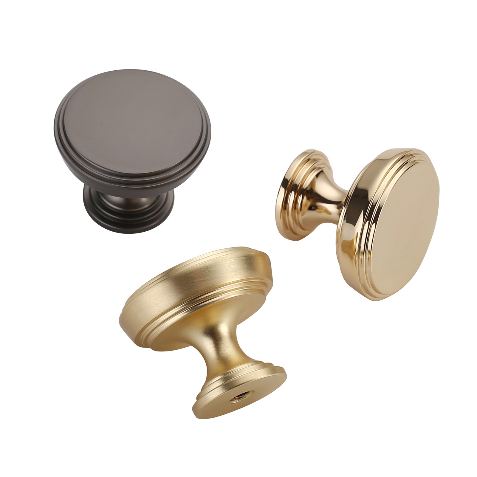 Customized solid zinc alloy knobs cabinet drawer brushed brass furniture kitchen round cupboard knob 1011