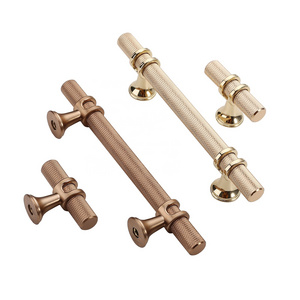 Gold Nordic Kitchen Drawer Wardrobe Brass Pull Handles Embossing Knobs Furniture Cabinets Door Knurling Knurled Handle 4451B