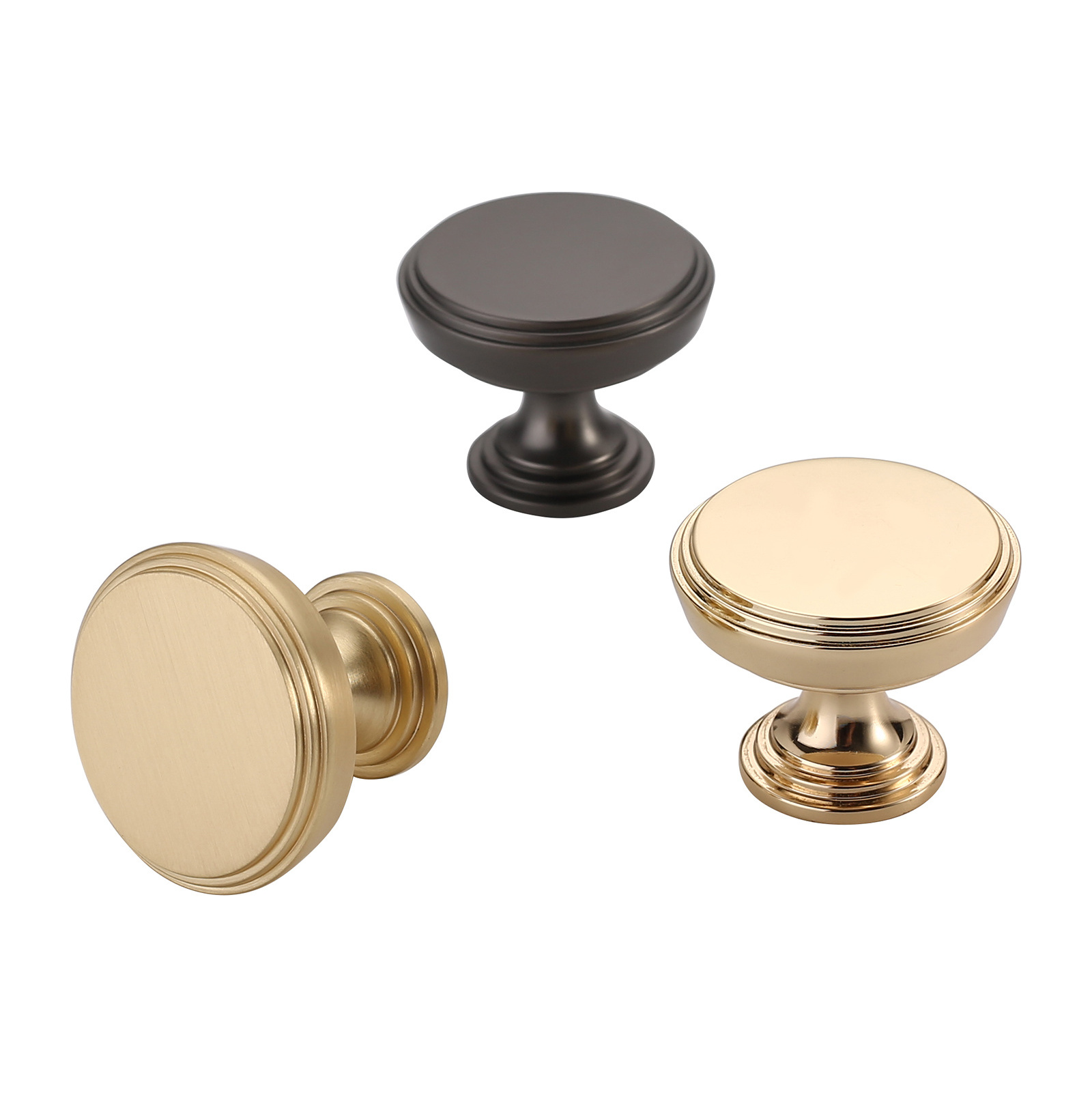 Customized solid zinc alloy knobs cabinet drawer brushed brass furniture kitchen round cupboard knob 1011