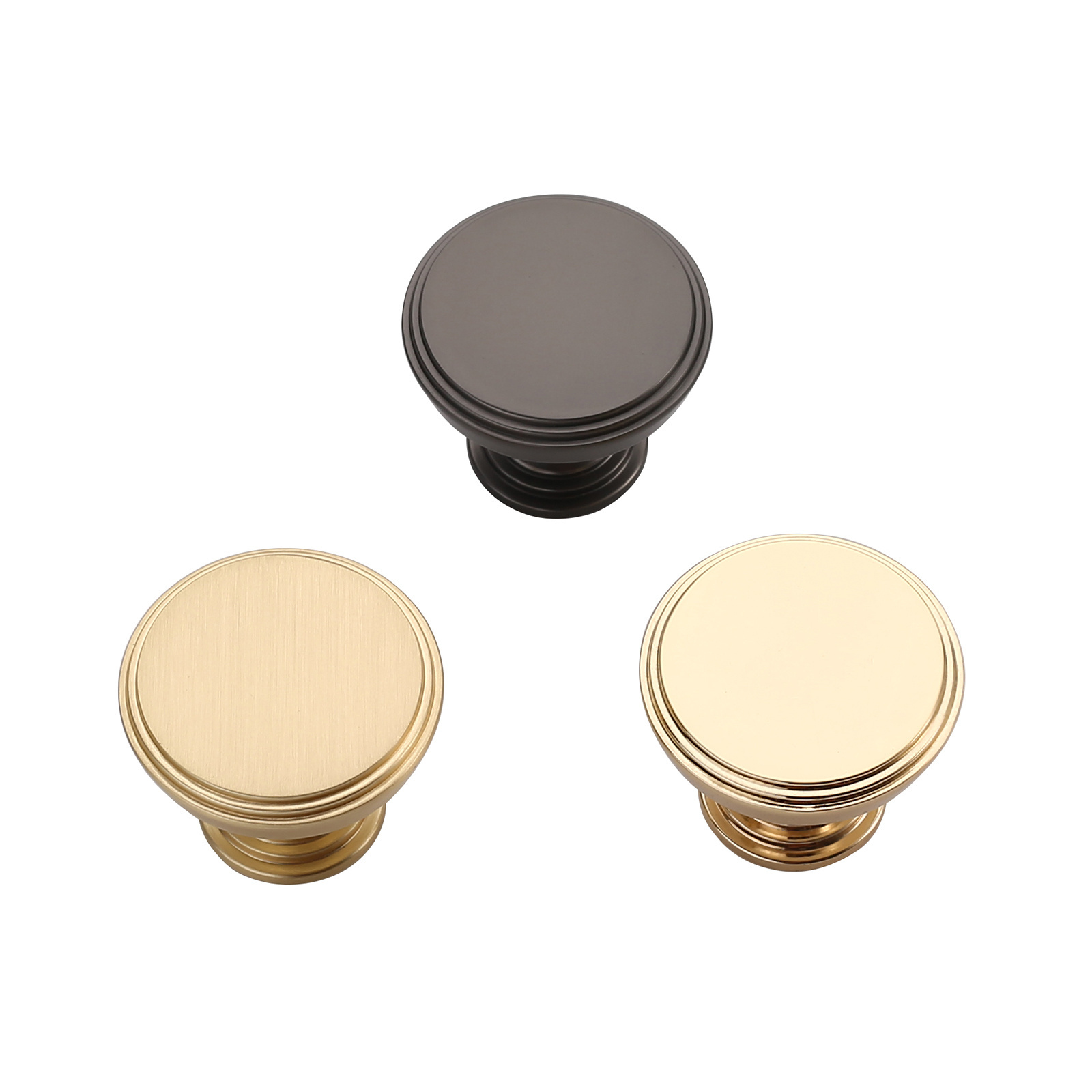 Customized solid zinc alloy knobs cabinet drawer brushed brass furniture kitchen round cupboard knob 1011