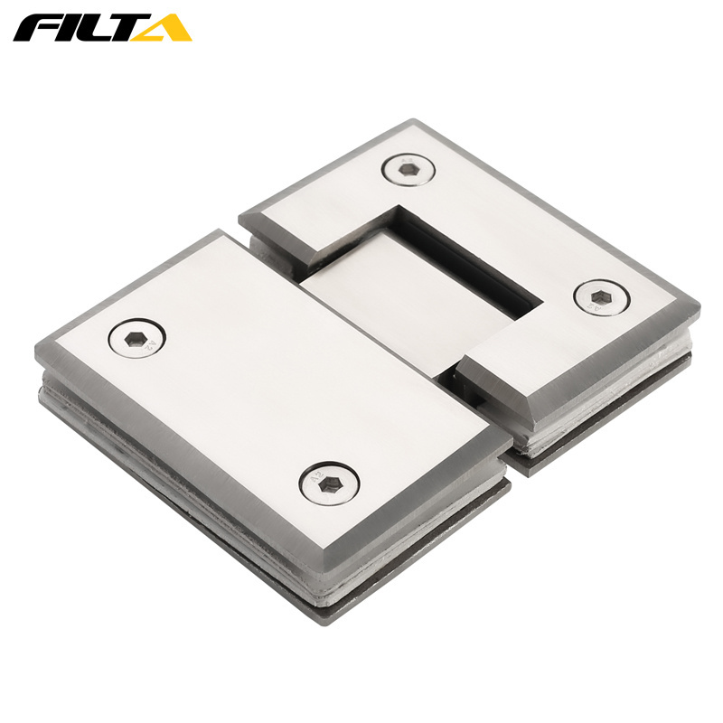 Filta 180 Degree Stainless Steel Bathroom Glass Hinge To Glass Circular Corner Pivot Clamp Shower Hinge