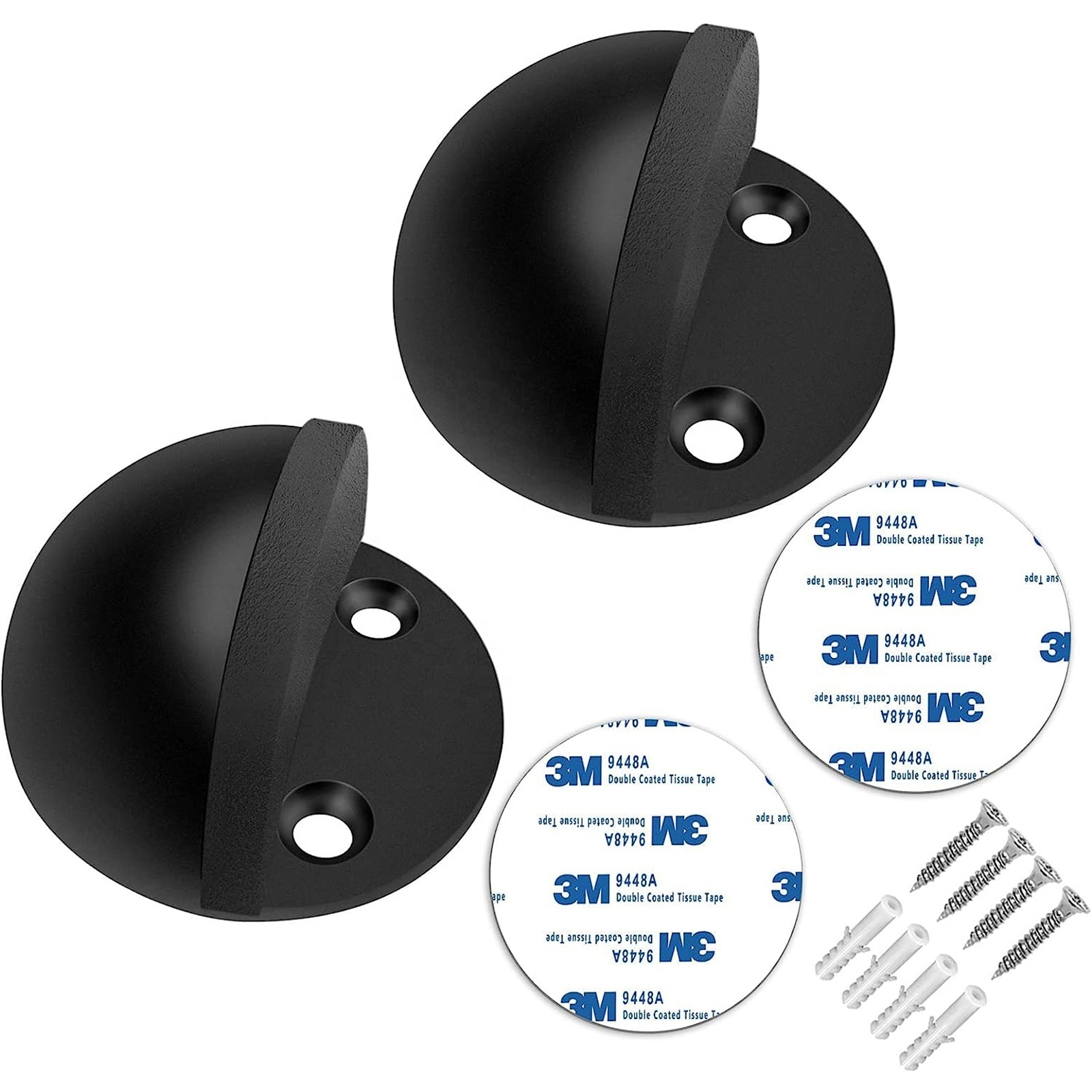 Solid Dome Shaped Door Stopper Modern Black Floor Door Stops No Drilling Doorstop Rubber Bumper Adhesive Door Stoppers 9001B