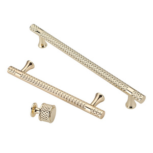 Knurled Textured Modern Kitchen Cabinet Handles Hardware Drawer Pulls Bedroom Brass T Bar Pull 3811