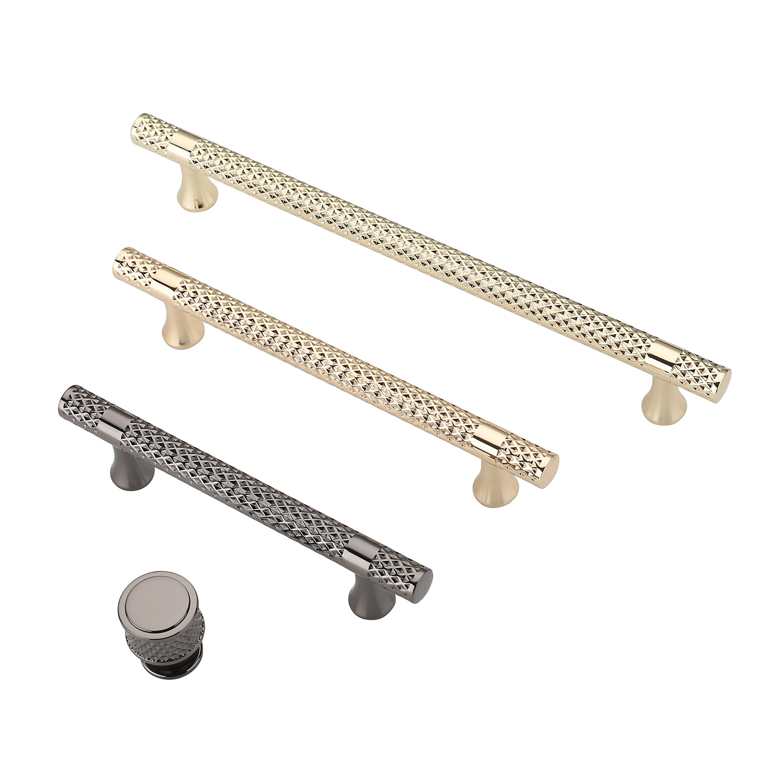 Knurled Textured Modern Kitchen Cabinet Handles Hardware Drawer Pulls Bedroom Brass T Bar Pull 3811