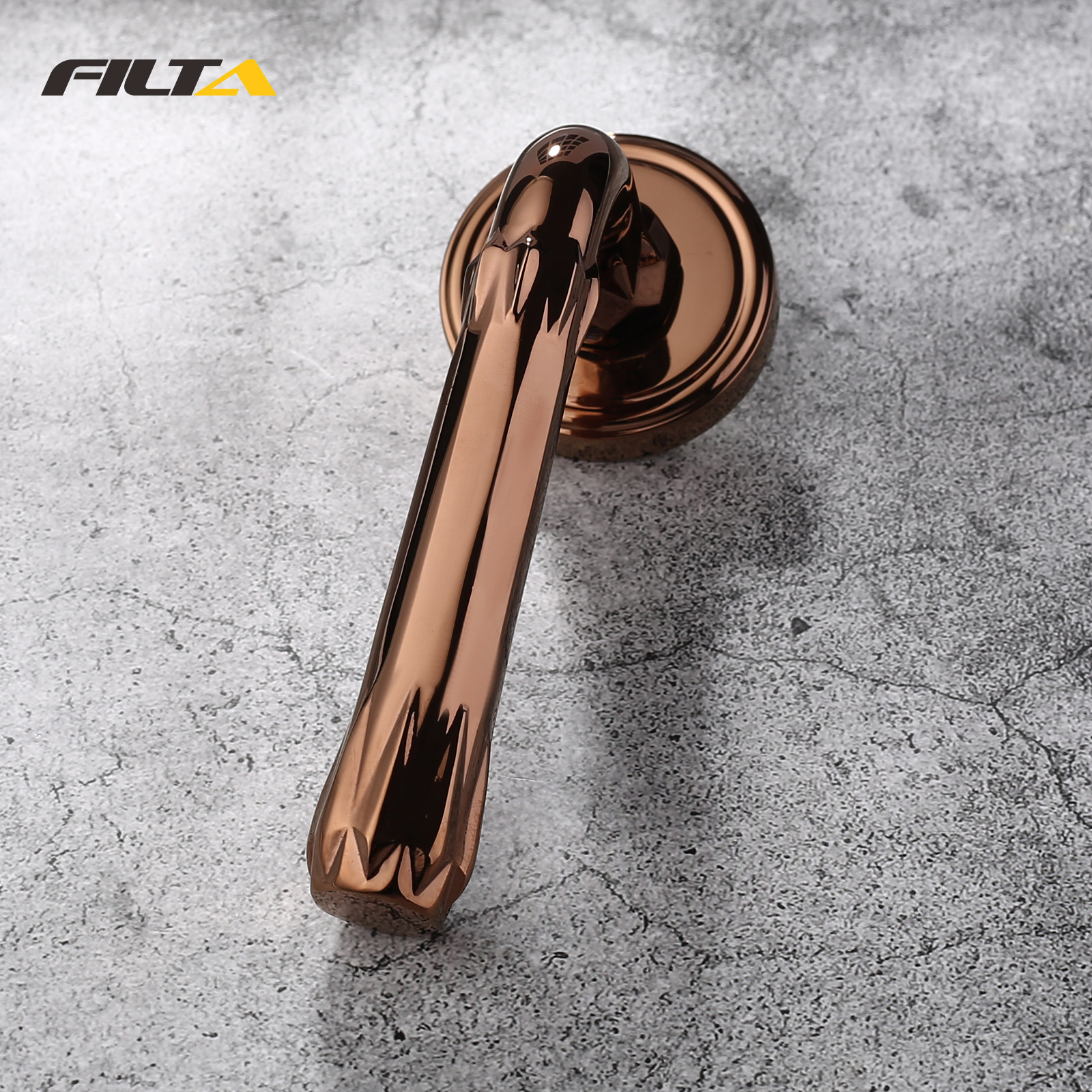 Filta Modern Luxury Decorative Brass Door Handle With Lock Set For Bedroom Living Room