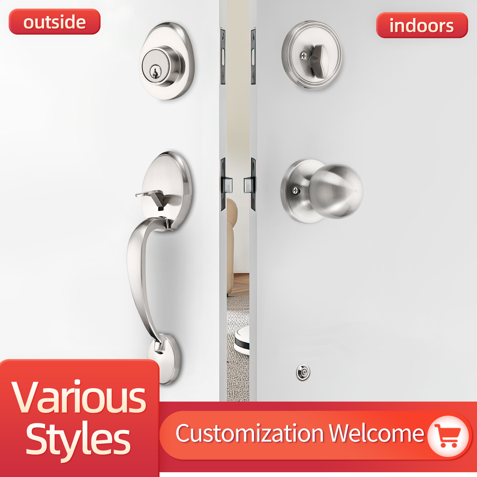 Filta Modern Front Door Handle And Deadbolt Set Entrance Door Handle Lock Set For Wholesale