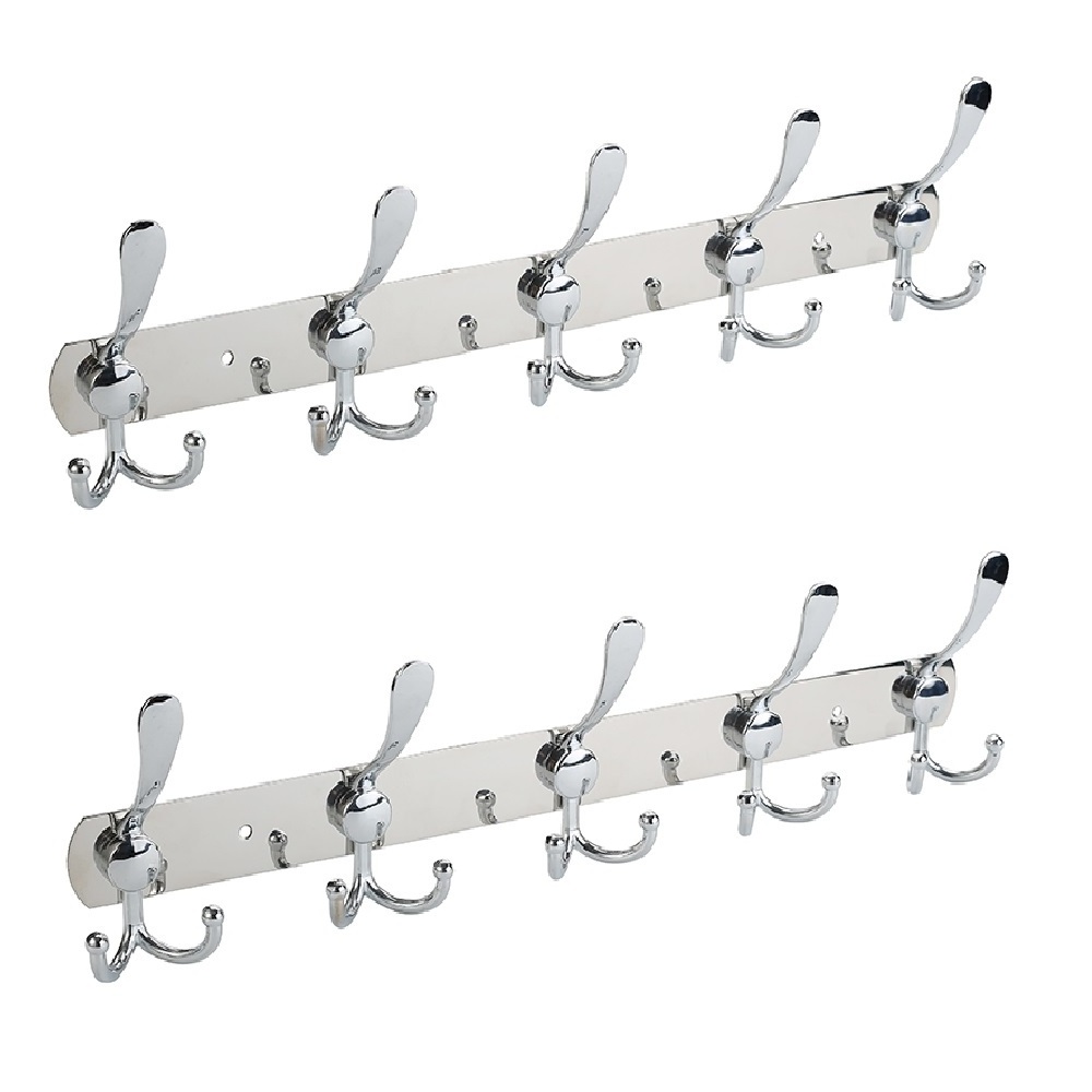 Wall Mounted Robe Hook Rack Hanger Black Silver Stainless Steel Coat Hook Rails