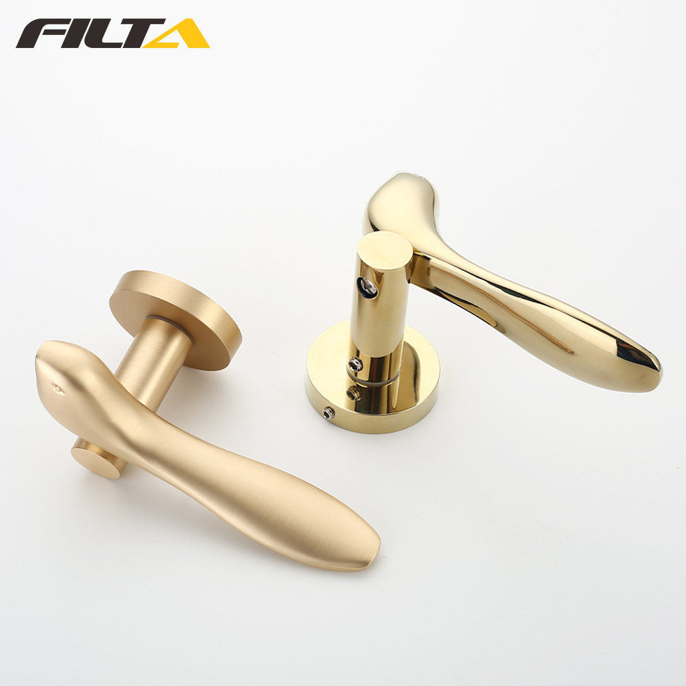 Pvd Gold Luxury Door Handles Modern Interior Zinc Alloy Lock Door Handle