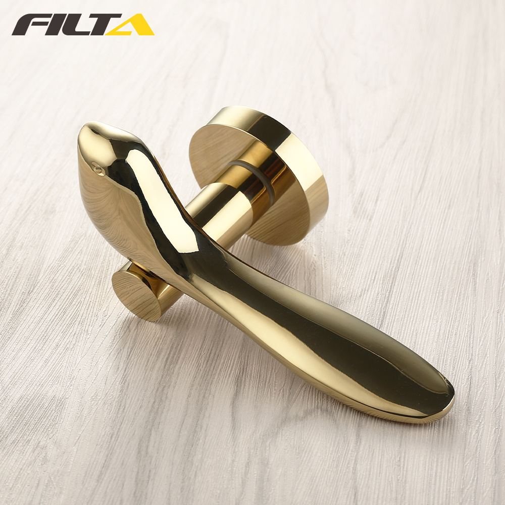 Pvd Gold Luxury Door Handles Modern Interior Zinc Alloy Lock Door Handle