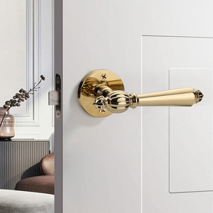 Luxury Gold Door Handle Privacy Passage Bathroom Door Latch Lock Handle