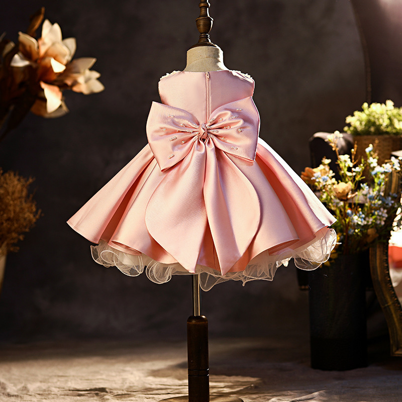 Kids Girls Dress 2-12 Years Wholesale Baby Little Girls Party Dresses Princess Tulle Frocks With Bow Pink Dresses For Girls