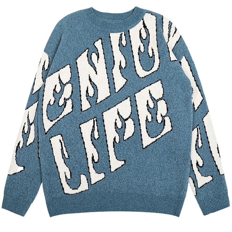 Finch Garment 2023 Custom Letter LOGO Men Jacquard Sweater Designer Pullover Crew Neck Knitted Sweater Standard Wool / Cashmere