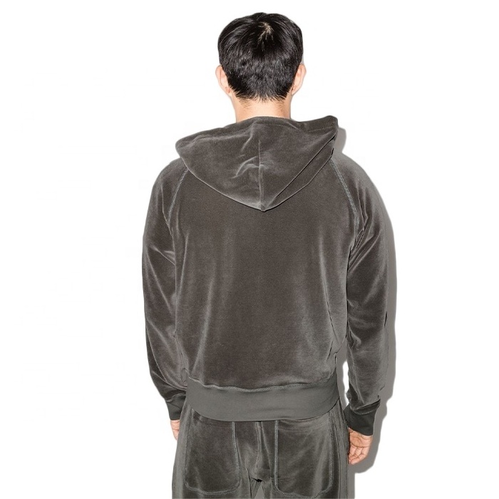 Finch Garment blank zip up hoodie set two pieces velour track suit custom jogger men velvet tracksuit