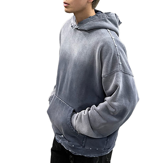 Finch Garment Wholesale Vintage Washed Thick distressed Hoodie Heavyweight Cotton French Terry Oversized Men's Hoodies