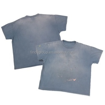 Finch garment oem wholesale vintage washed 220 gsm cotton t shirt custom sun faded wash bleached t shirts