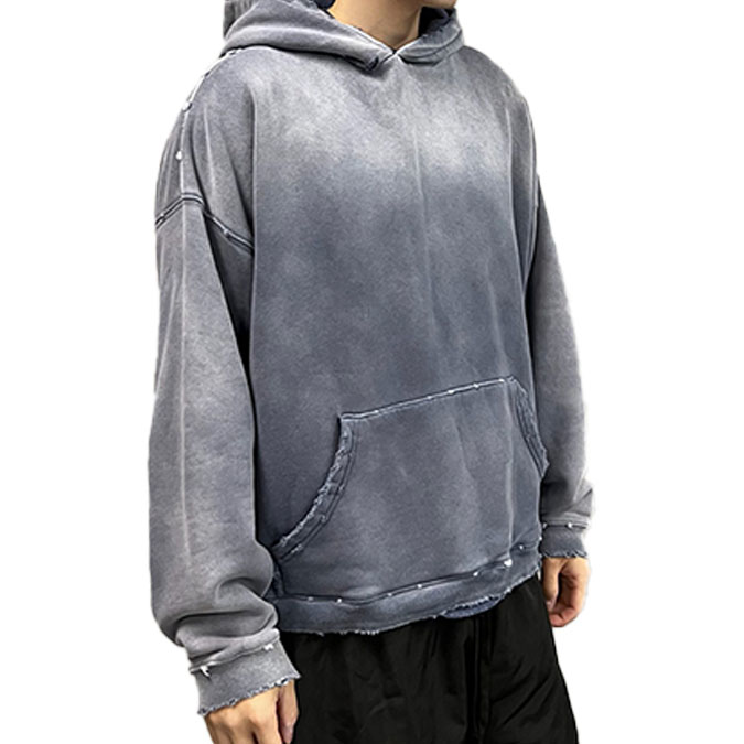 Finch Garment Wholesale Vintage Washed Thick distressed Hoodie Heavyweight Cotton French Terry Oversized Men's Hoodies