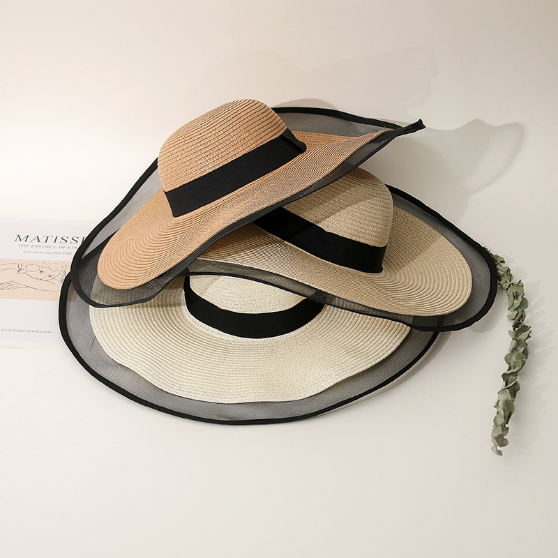 2024 New Fashion Outdoor Foldable Oversized Wide Brim Women Summer Sun Hat Sunscreen Beach Straw Hats