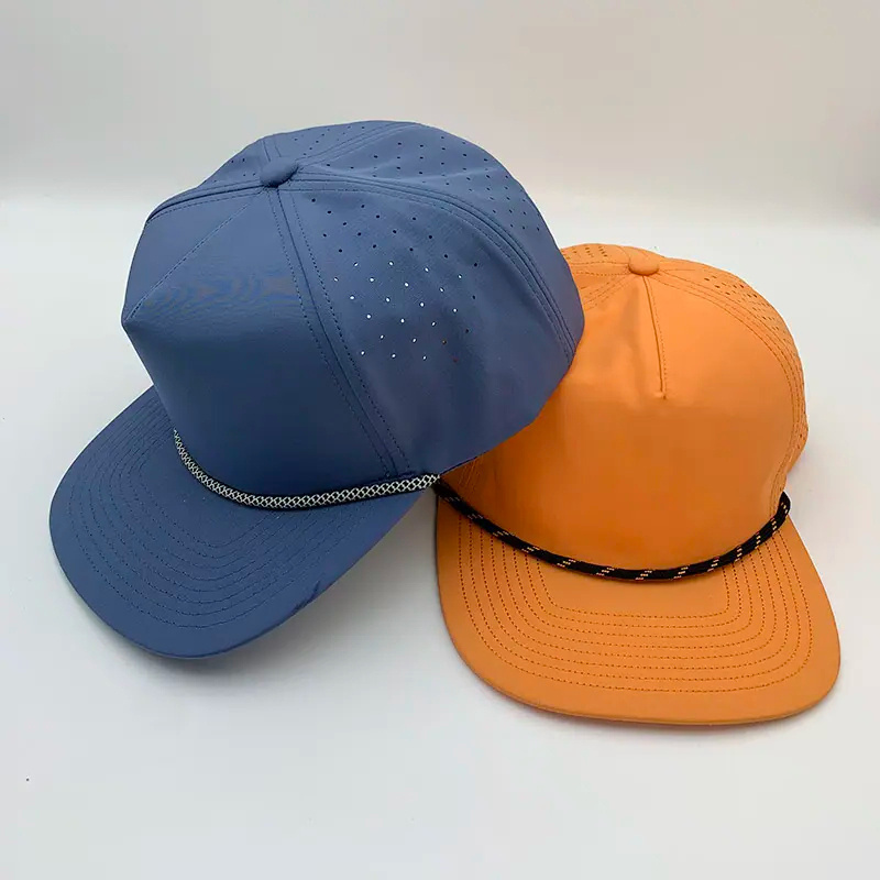 Custom Rubber PVC Logo 5 Panel Baseball cap Richardson 112 Trucker Hats Waterproof Laser Cut Perforated Sports Rope Hat