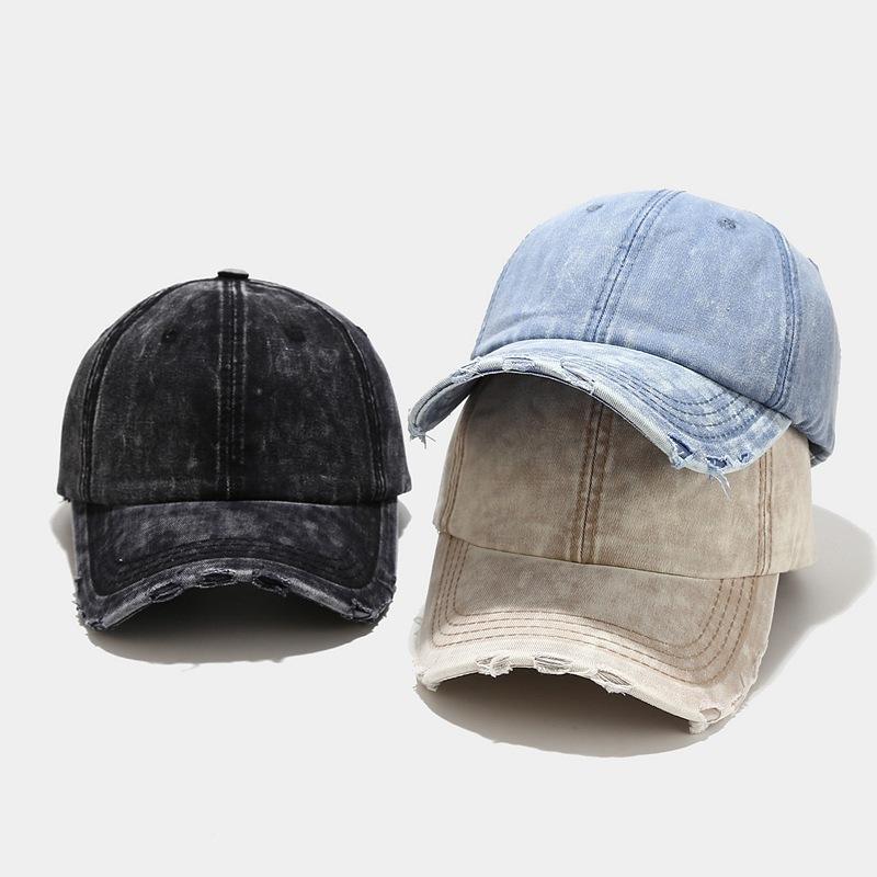 Vintage Distressed Jean Hat Frayed Bil Baseball Cap Adjustable Unconstructed Cotton Washed Denim Dad Hat for Women Men