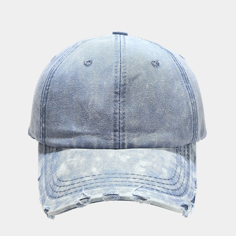 Vintage Distressed Jean Hat Frayed Bil Baseball Cap Adjustable Unconstructed Cotton Washed Denim Dad Hat for Women Men