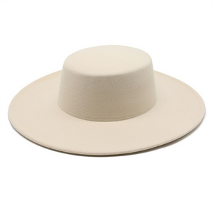 Elegant Fedora Hats Women Wholesale 2021 Felt Fedora Wide Brim Hat Trendy Solid Color Fedora Hats