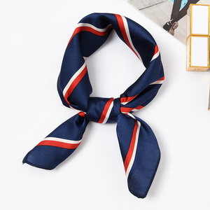 Wholesale Print Wrap Foulard Handkerchief Neck Skinny Tie Women 50x50cm Satin Silk Square Cotton Scarf