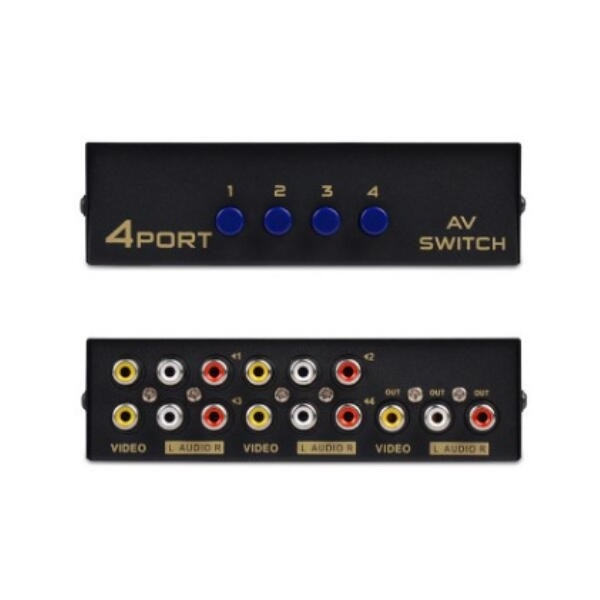 4port four way AV Selector 4in 1out 4x1 Audio Video Switch