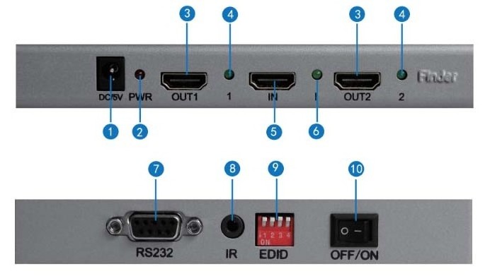 1in 2 Out 4K HDMI Splitter 1x2 Amplifier HDCP 1080p Support EDID management