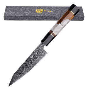 FINDKING New! Black Rose Series Paring Knife AUS 10 Damascus Steel Rose Pattern Resin 5 inch Kitchen Utility Fruit Knife