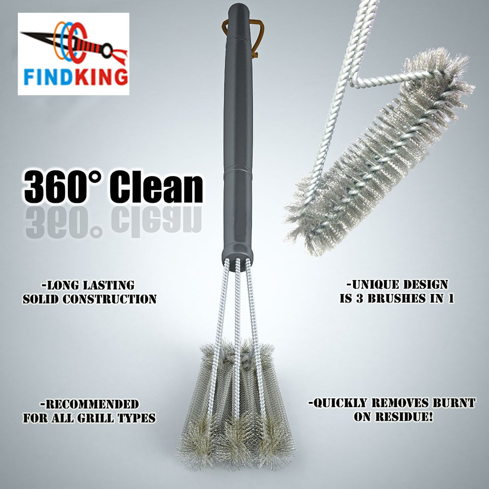 FINDKING Extra Strong BBQ Cleaning Accessories Stainless Steel Grill Brush and Scraper Kitchen and Cif BBQ Cleaner