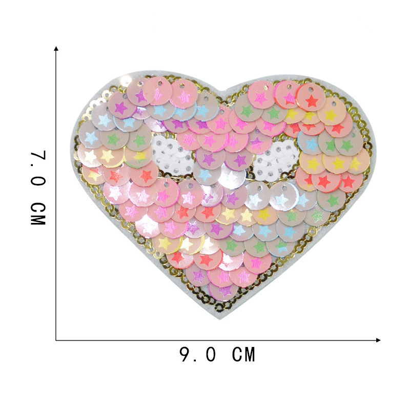 Assorted Heart Sequins Embroidered Iron On Patches Glitter Beaded Sequins Heart Patches