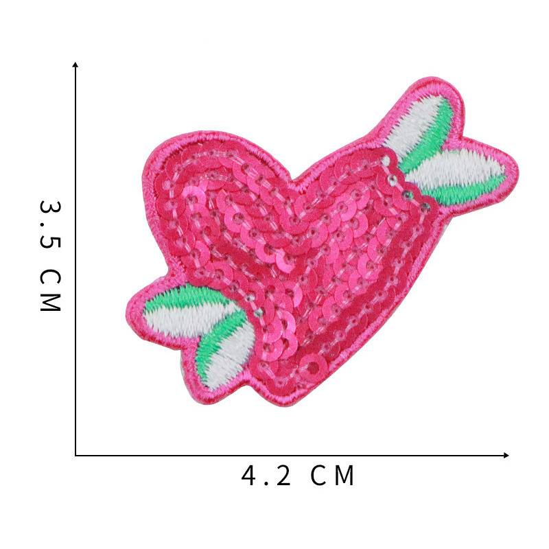 Assorted Heart Sequins Embroidered Iron On Patches Glitter Beaded Sequins Heart Patches