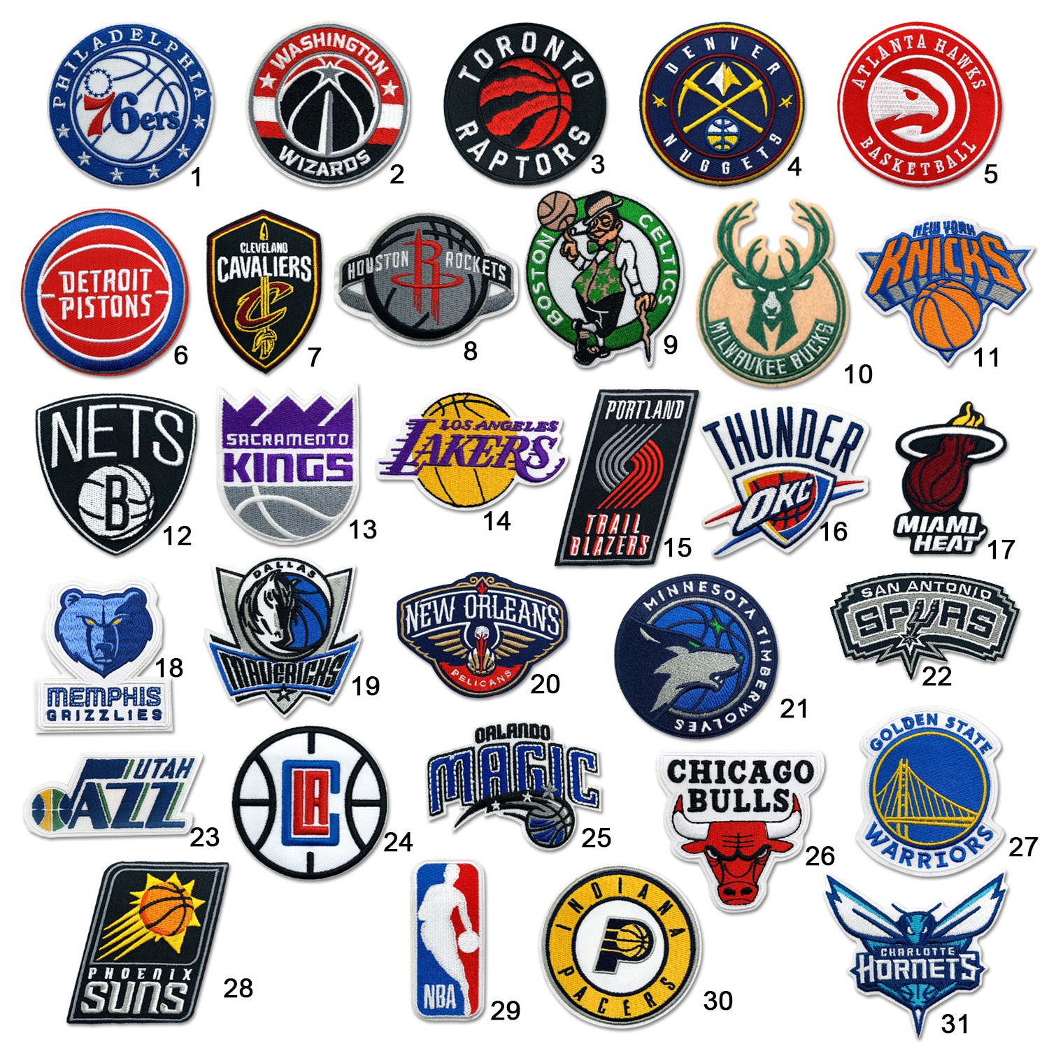 New Factory Direct Sales Sportswear Embroidery Labels Applique National Association Basketball Team Logo Patches