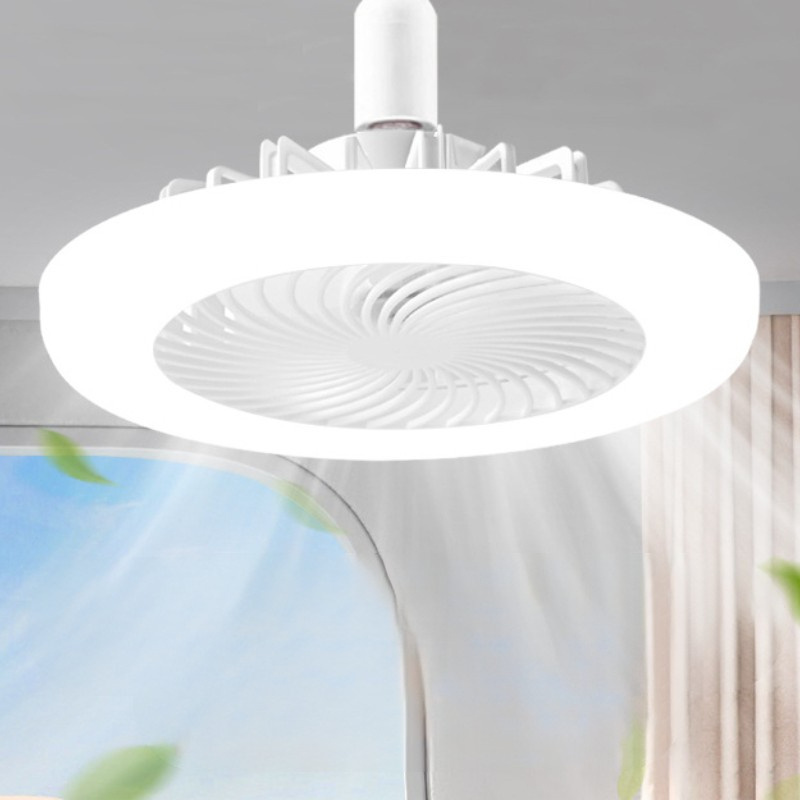 New led fan light e27 screw home living room tea table ceiling fan light remote control shift bedroom energy-saving light bulb