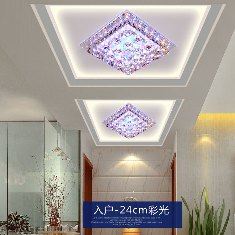 Creative square aisle hallway light led hallway lamp entry balcony crystal lamp living room ceiling light