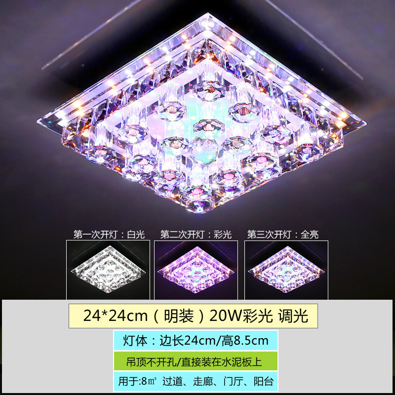 Creative square aisle hallway light led hallway lamp entry balcony crystal lamp living room ceiling light