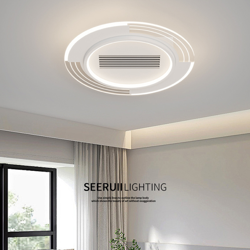 Full spectrum living room bladeless fan light modern simple Nordic study ceiling light silent fan bedroom light