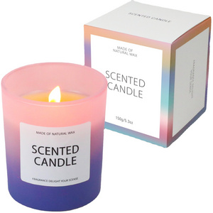 2022 New product decorative soy wax Organic Vanilla Lavender Fragrance scented candle in colorful glass jar tin gift box