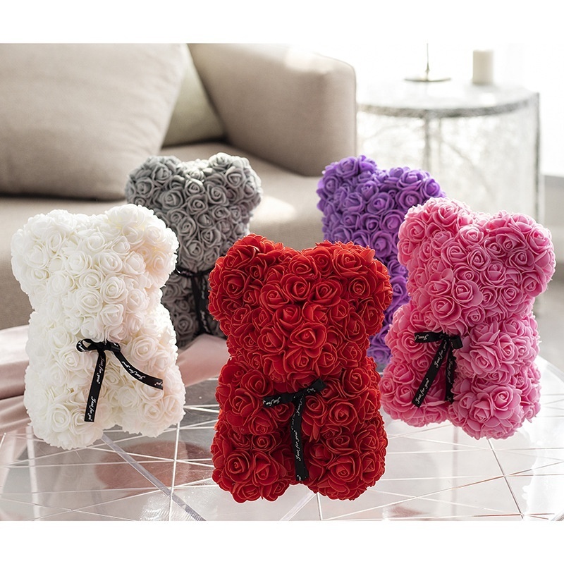 2024 Hot Sale Customize Valentines Day Gift Forever Eternal Mothers Day Gifts PE Rose Teddy Bear With Gift Box