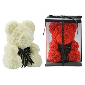 2024 Hot Sale Customize Valentines Day Gift Forever Eternal Mothers Day Gifts PE Rose Teddy Bear With Gift Box