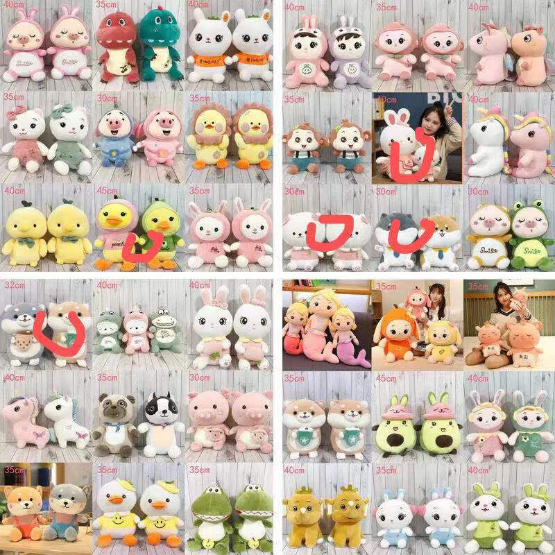 Factory Wholesale 7 10 15 18 20 35 45 160 Cheap Super Soft Cute Funny Plush Stuffed Animal Toys For Claw Crane Vending Machine